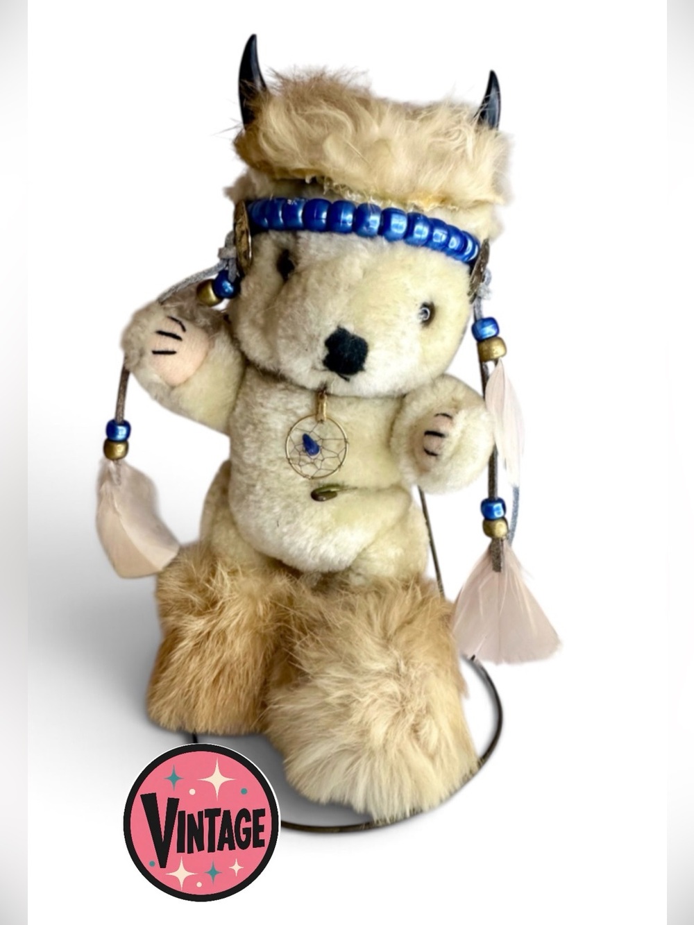 Vintage White Buffalo Dancer Kanchina Artisan Spirit Bear One of A Kind Made
